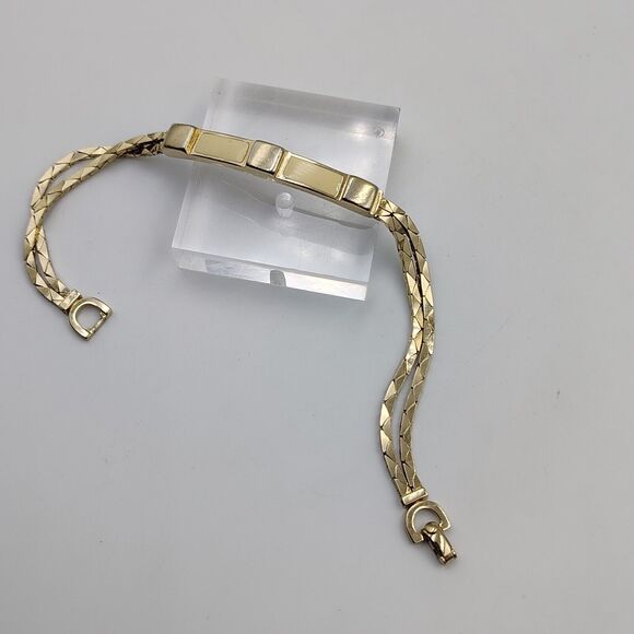 Vintage Christian Dior Gold Tone Cream Enameling Bracelet 7.75" AS IS - Picture 7 of 16